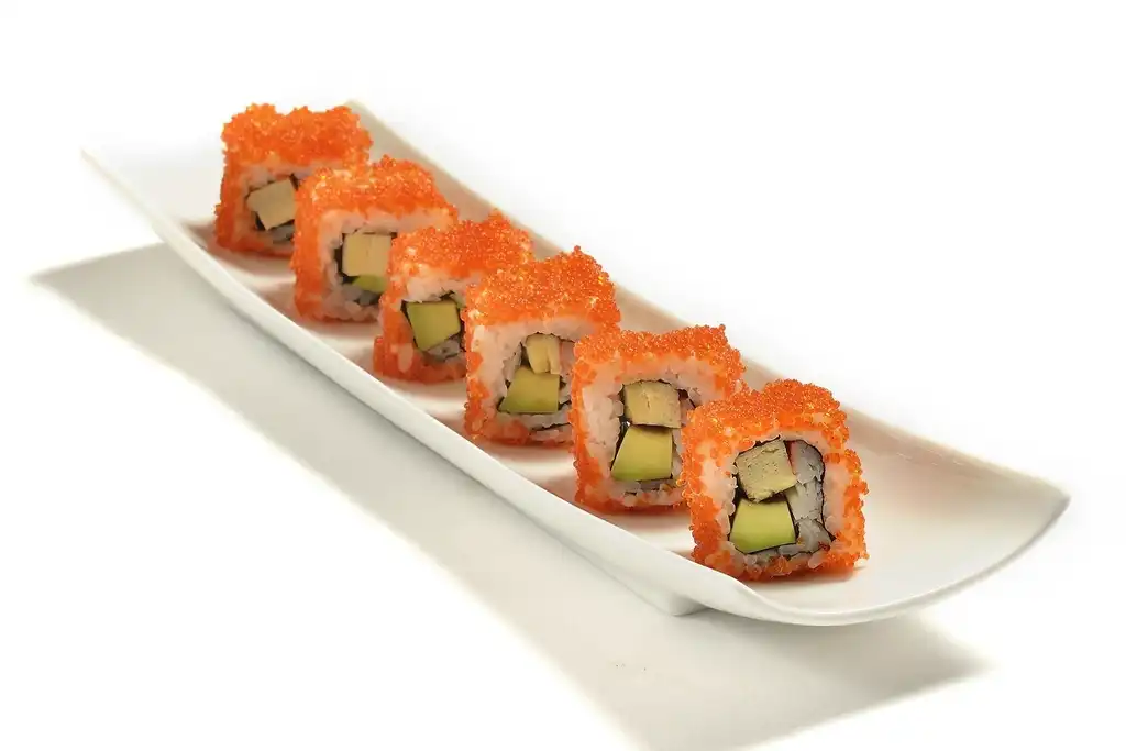 Tray of fresh sushi rolls